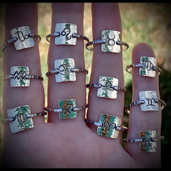 Artisan handmade Rustic zodiac rings - Picture 2 of 4